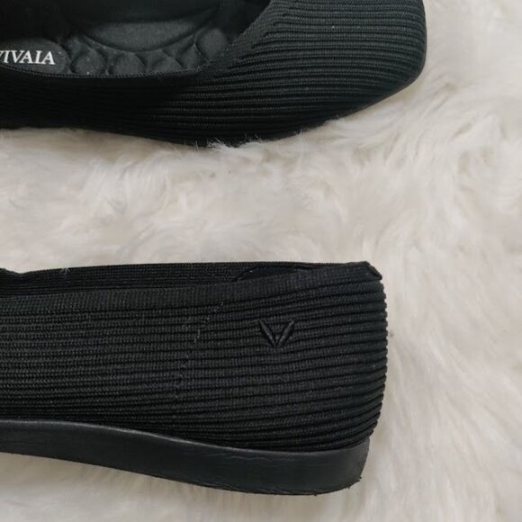 Vivaia Margot Walker Black Square-Toe Flats Women Size 35 Sustainable Knit - Picture 4 of 8